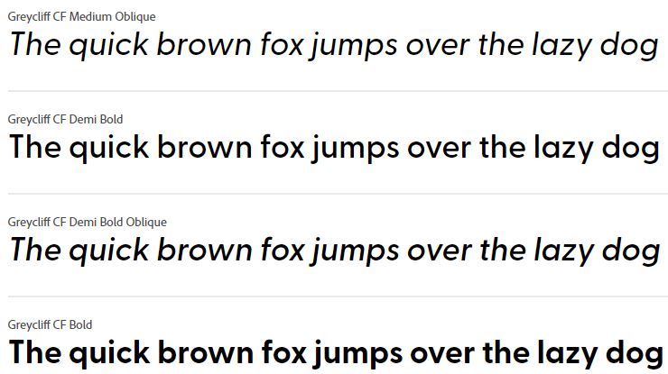 Greycliff CF Font styles